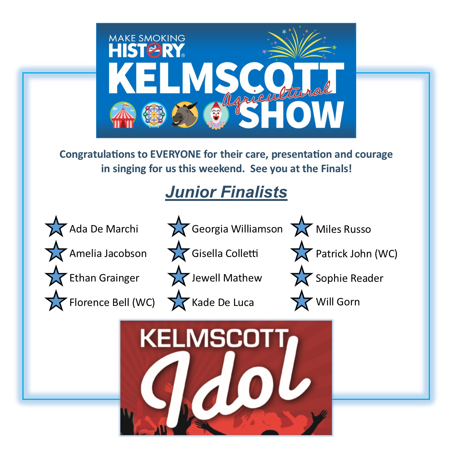 Kelmscott Idol Junior Finalists